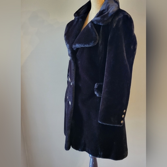 Glenbrooke 1970s Black Double Breasted Faux Fur Coat Medium - Picture 2 of 11